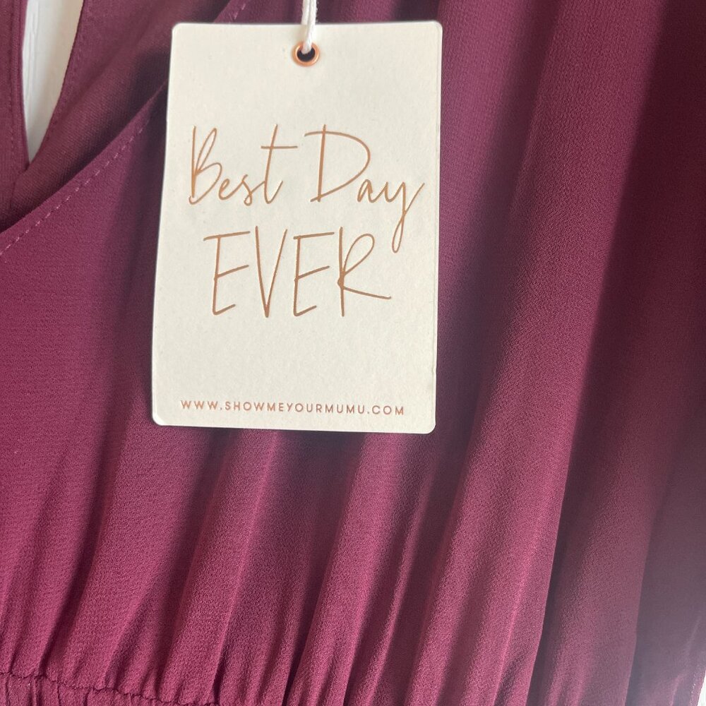 NWT Show Me Your MuMu Emily Empire Maxi Dress Merlot Chiffon Bridesmaid Size S - Picture 7 of 8